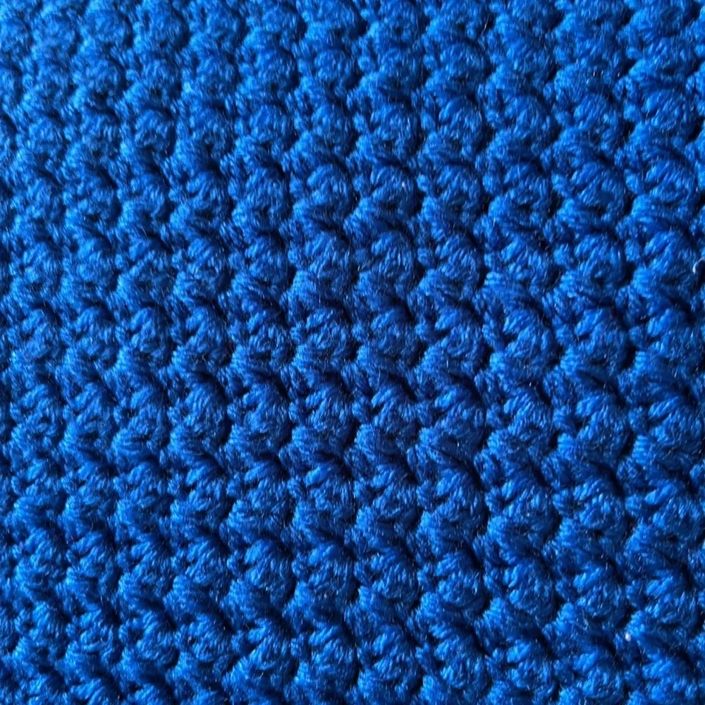 Hand Crafted Bright Blue Knit Throw Pillow Cover 18 x 18 Hand Crochet Heirloom